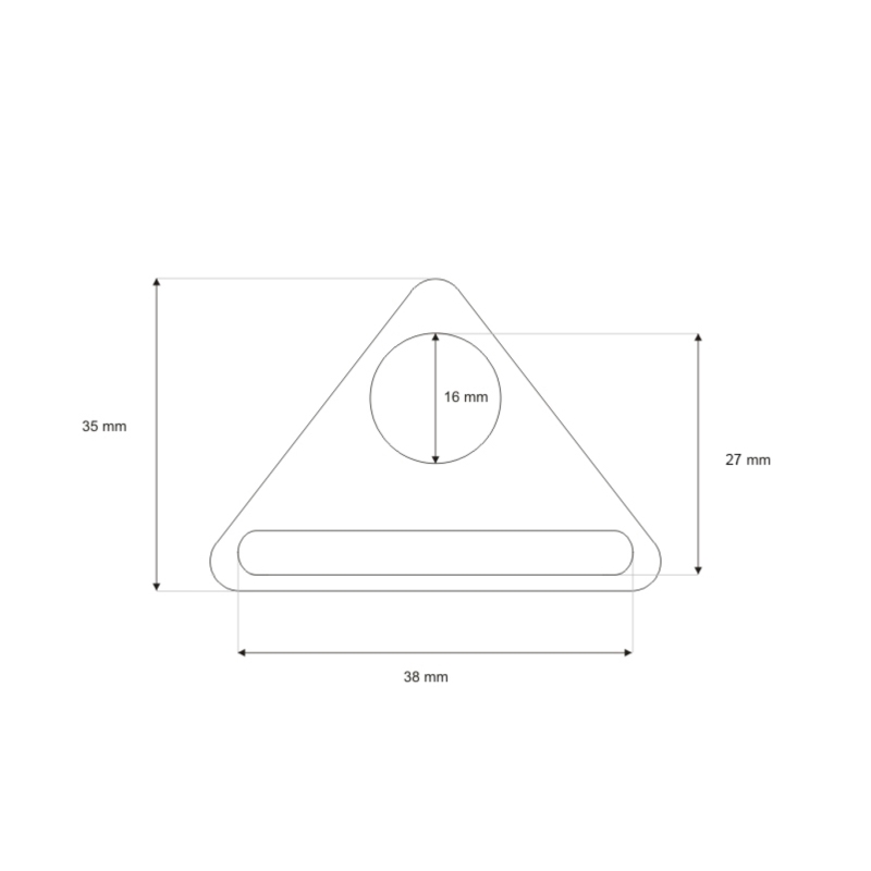 METAL TRIANGLE 38/35 MM NICKEL CAST 100 PCS