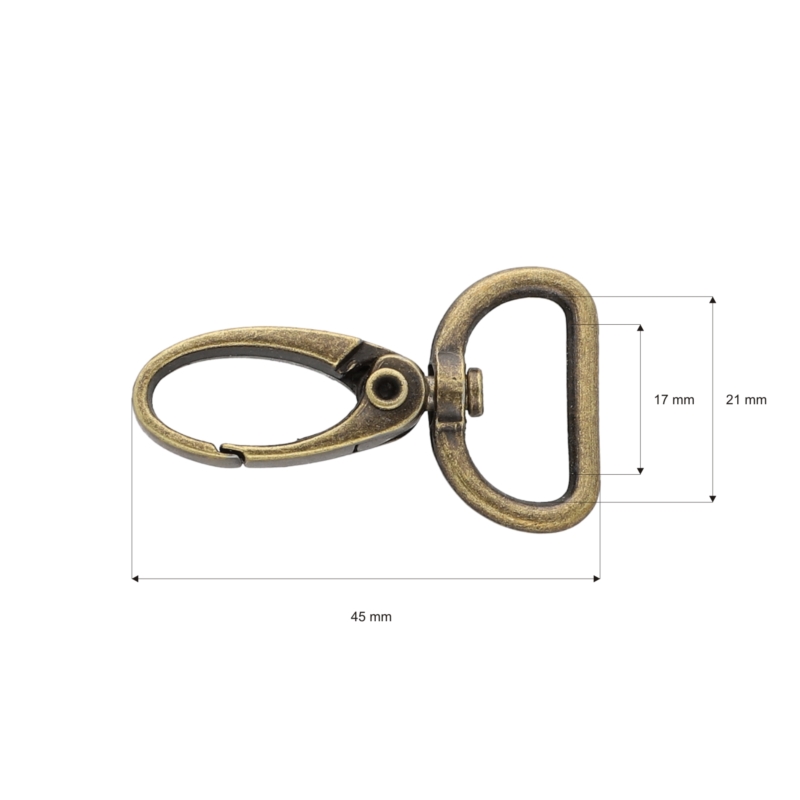 METAL SNAP HOOK RF-101 20 MM OLD GOLD 100  PCS