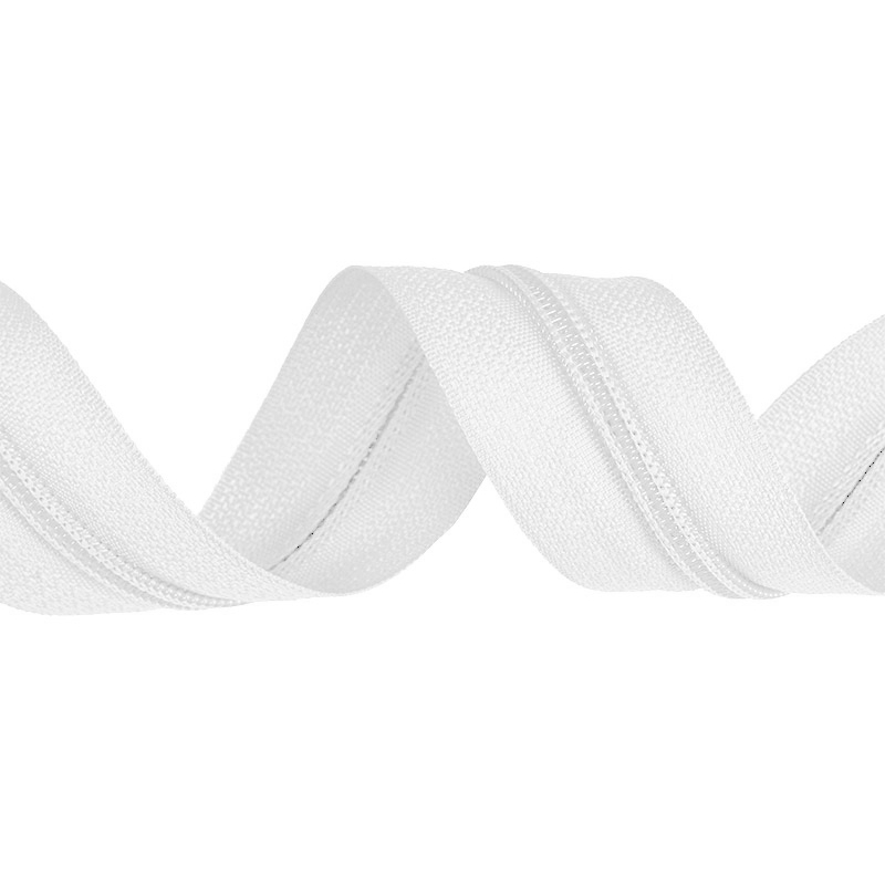 NYLON ZIPPER TAPE WITH  CORD 3 (501) WHITE 200 MB