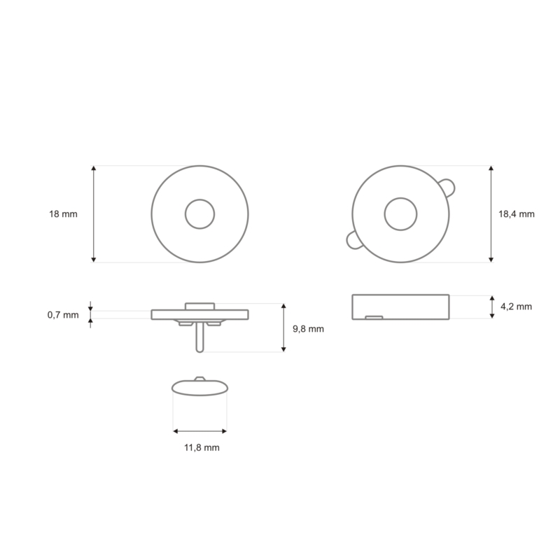 Rundes magnet mit druckknopf 18/18 mm altgold 100 st.