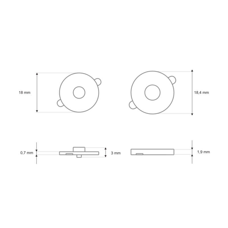 Rundes magnet 18/18 mm schwarznickel 100 st.