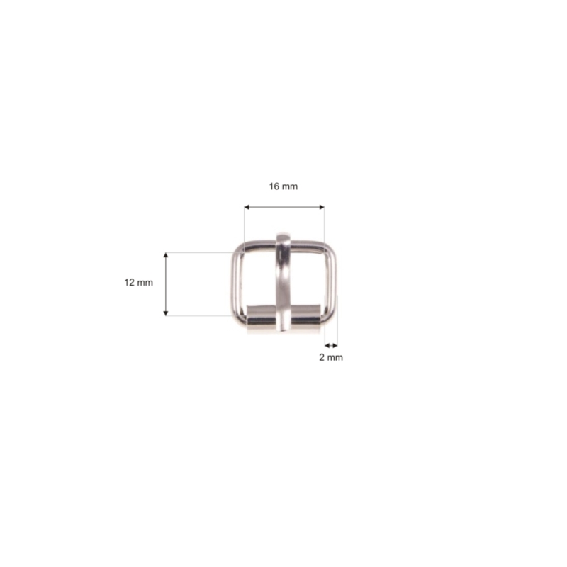 METAL ROLLER BUCKLE SINGLE 16/12/2,5 MM NICKEL WIRE 100 PCS