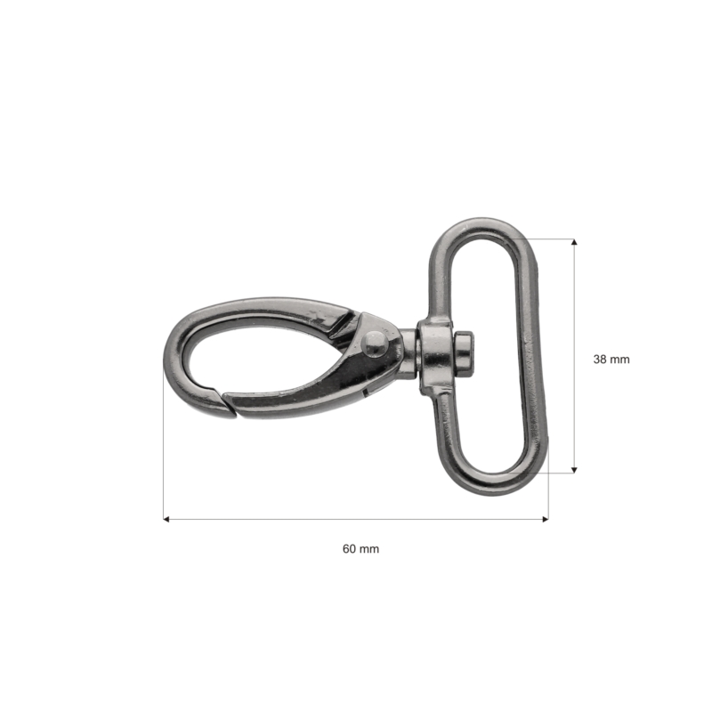 METAL SNAP HOOK 38 MM BLACK NICKEL 1 PCS