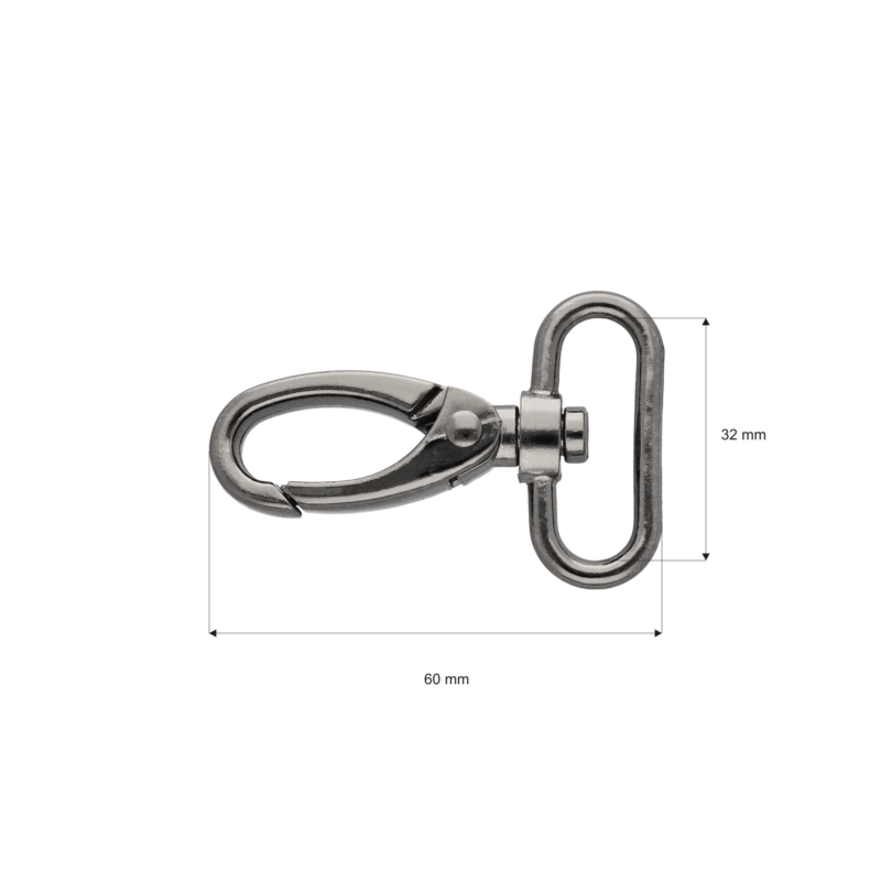 METAL SNAP HOOK 32 MM BLACK NICKEL 1  PCS