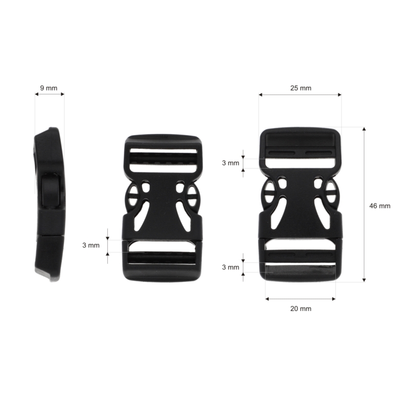 Plastic buckle 20 mm berenika black 100 pcs