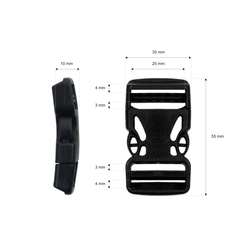 Plastic buckle 25 mm berenika black 100 pcs