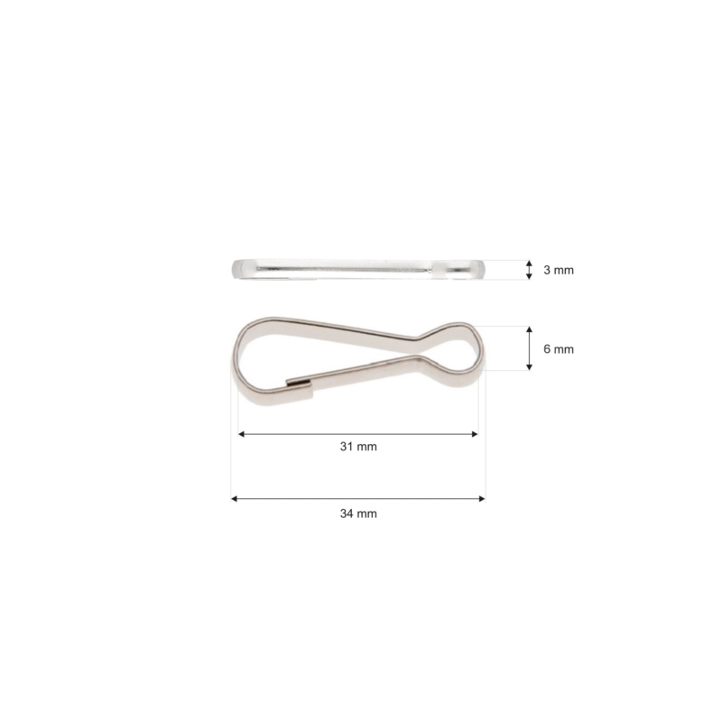 METAL SNAP HOOK&nbsp6x34 MM RON  NICKEL 500     PCS