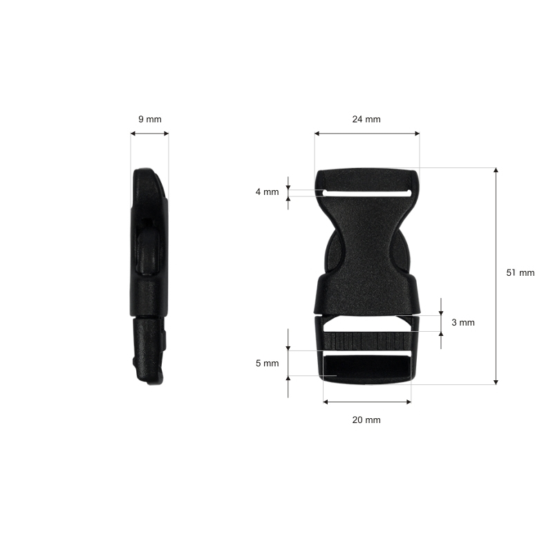 Klamra plastikowa 20x51 mm Halszka czarna Premium