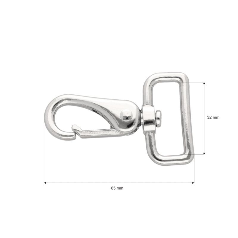 METAL SNAP HOOK 32 MM  DOMINIK NICKEL 1 PCS