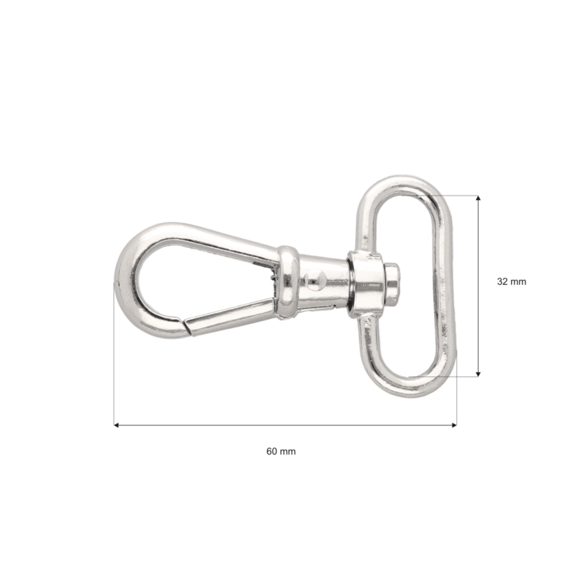 METAL SNAP HOOK 32 MM  CYPRIAN NICKEL 1  PCS