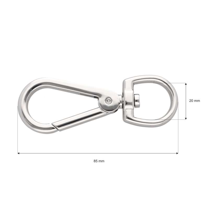 EXTRA SHINING METAL SNAP HOOK 20 MM ANATOL GLOSSY  NICKEL 1 PCS