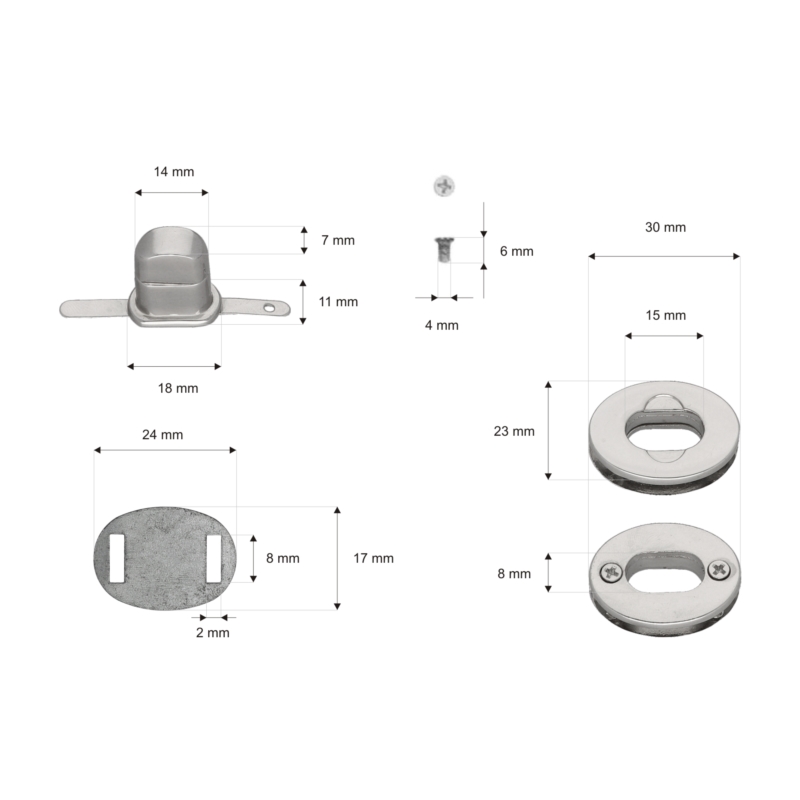 Briefcase lock 30/23 mm a118 eleonora nickel 10 pcs