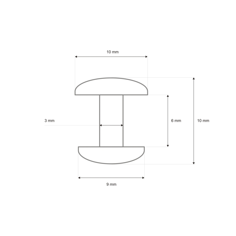 METAL    RIVET TWO-SIDED LUX 10/3/9 MM BLACK NICKEL