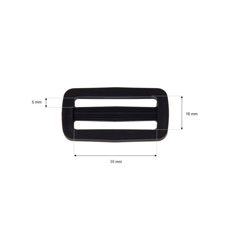 Plastic slide buckle 38/16 mm Ignacy black 100 pcs