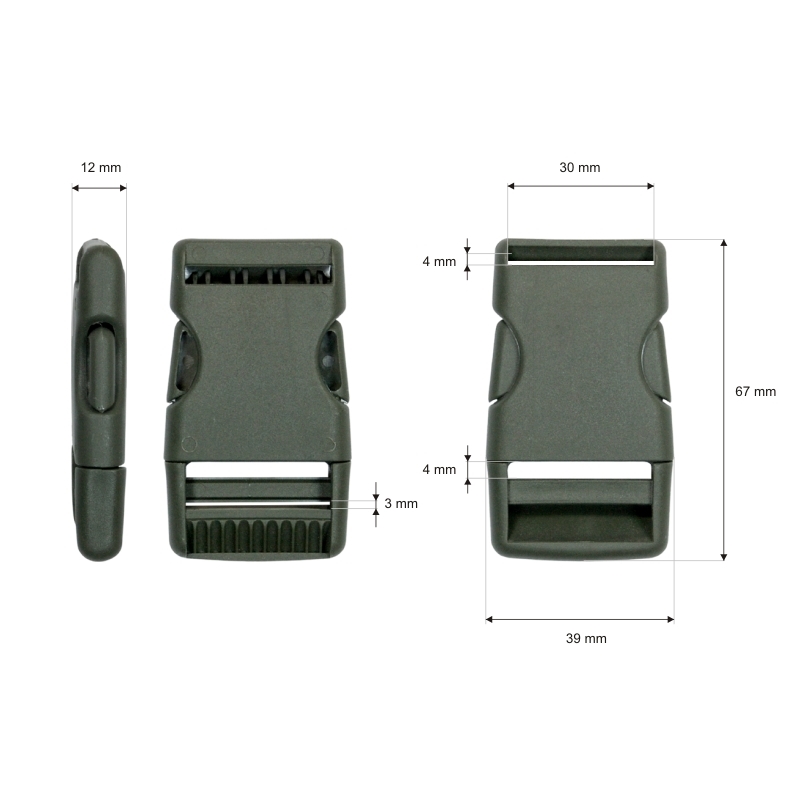 Plastic buckle 30 mm laura olive 100 pcs