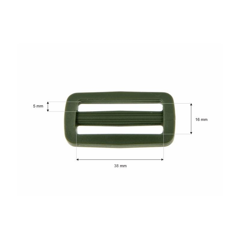 Plastic slide buckle 38/16 mm Ignacy olive 100 pcs