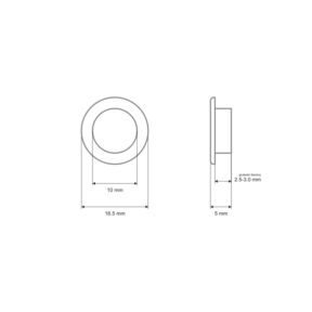 Nierdzewne oczko metalowe z podkładką 10/16,5/5 mm nikiel