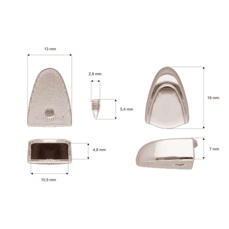 Metal fitting for zip tape glossy nickel 100  pcs