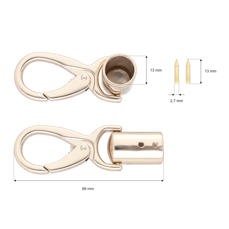 EXTRA SHINING METAL SNAP HOOK 325-279 13 MM  GERALD LIGHT GOLD 1 PCS