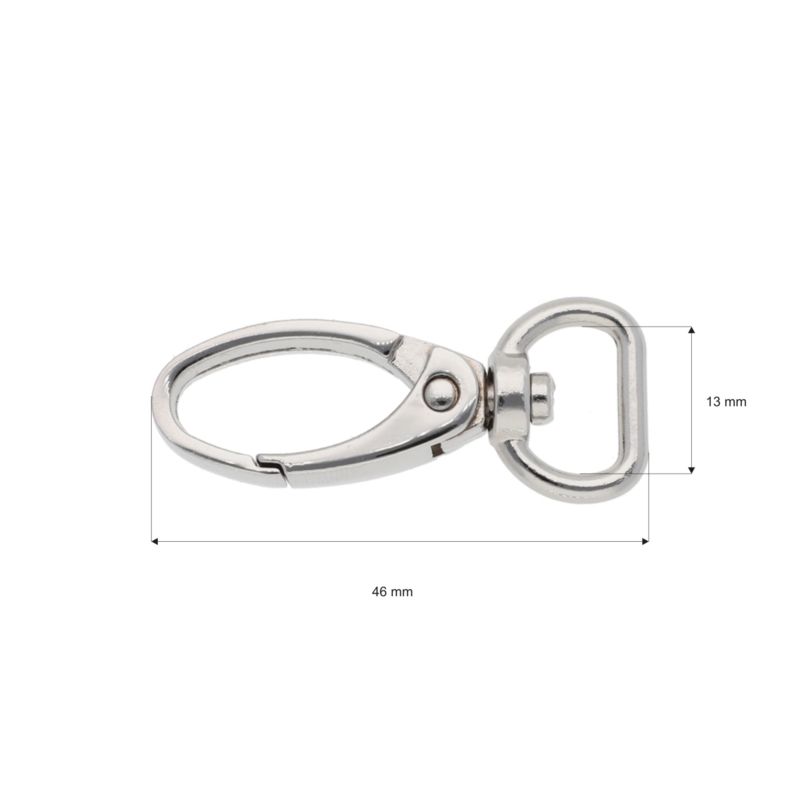 METAL SNAP HOOK 13 MM 0037 GLOSSY NICKEL 100 PCS