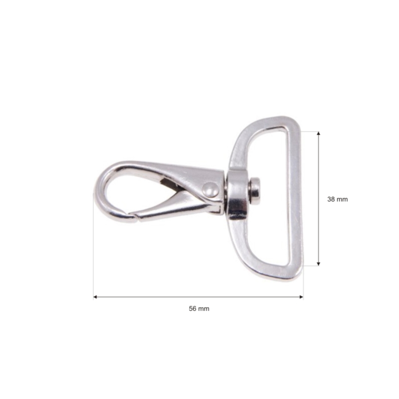 METAL SNAP HOOK 38 MM GUSTAW GLOSSY NICKEL 1   PCS