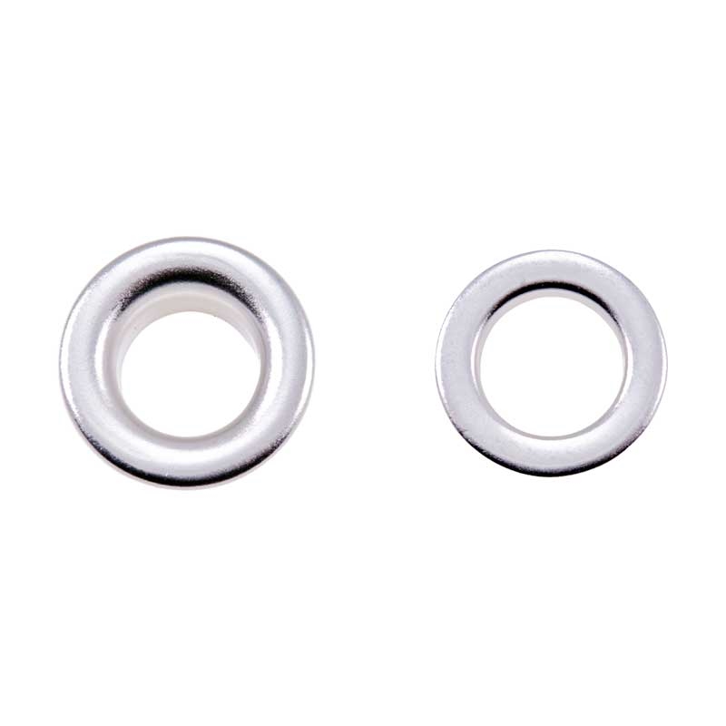 STAINLESS  METAL EYELET WITH GROMMET 15,5/28/9,5 MM NICKEL 100 PCS