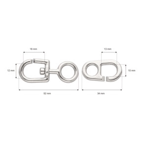 Karabińczyk metalowy 12 mm yme0183(0270) nikiel połysk