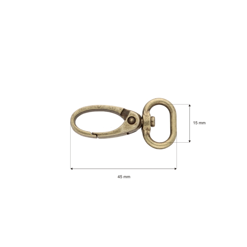 METAL SNAP   HOOK&nbsp0037 15 MM OLD GOLD 100 PCS