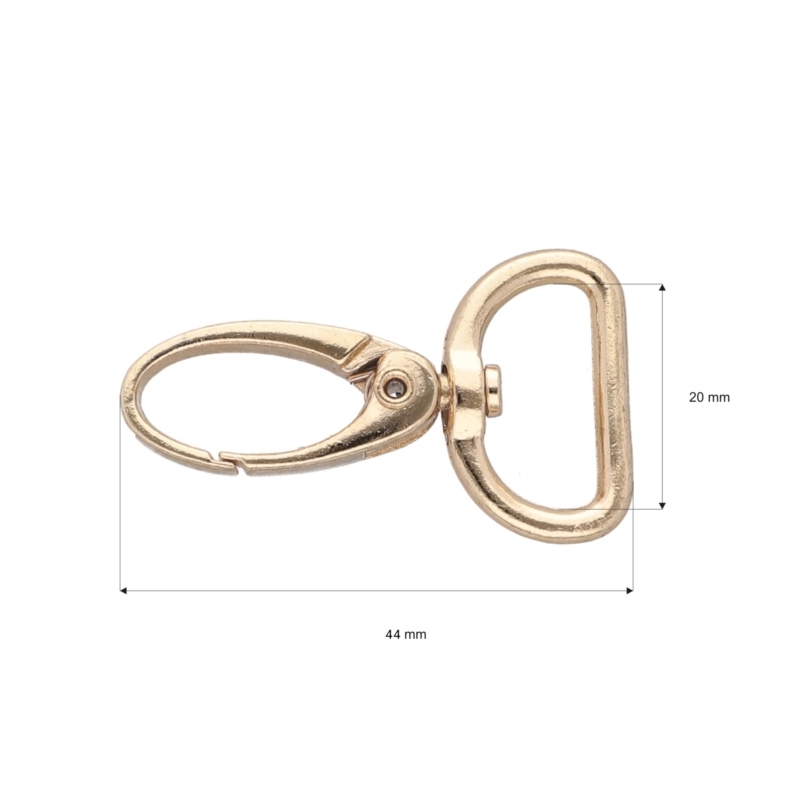 Karabińczyk metalowy 20 mm rf-101 krab jasnozłoty