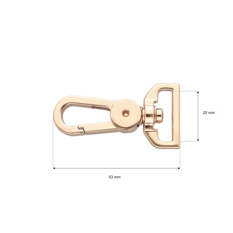 Karabińczyk metalowy 20 mm yme0586(0267) jasne złoto