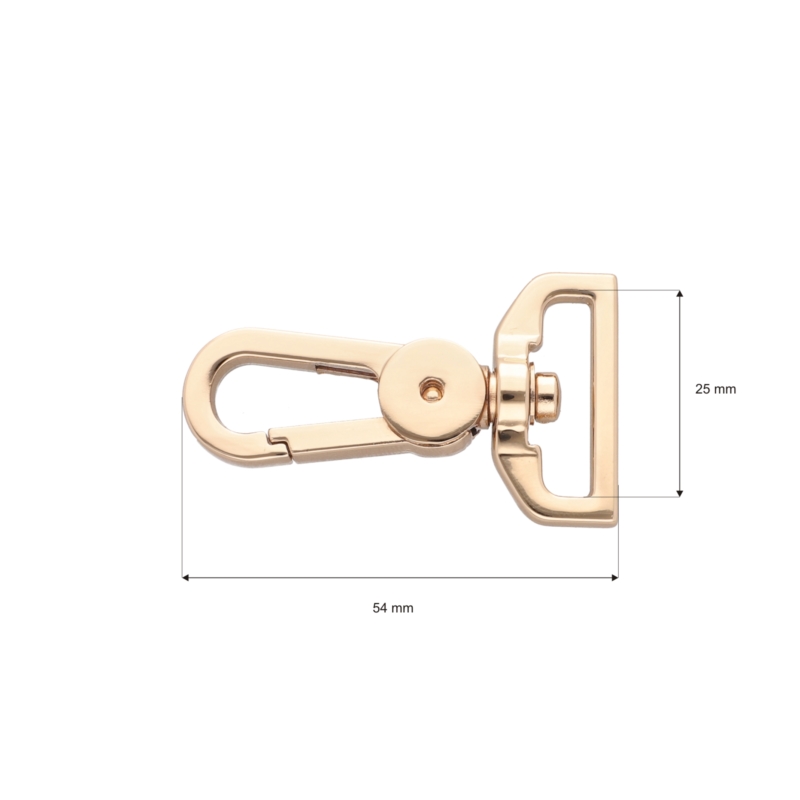 Karabińczyk metalowy 25 mm yme0586(0267a) jasne złoto