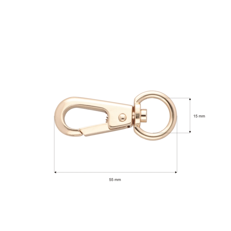 Karabińczyk metalowy 15 mm yme3113(0277) jasne złoto