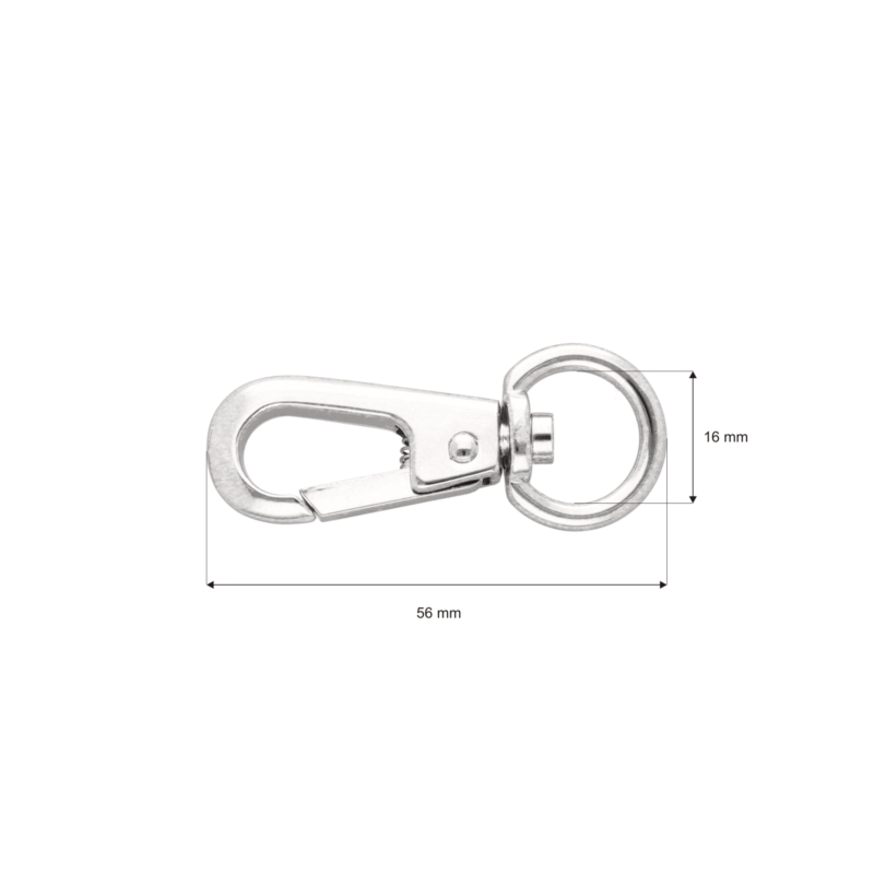 EXTRA   SHINING METAL SNAP  HOOK 16 MM HENRYK GLOSSY NICKEL 1 PCS