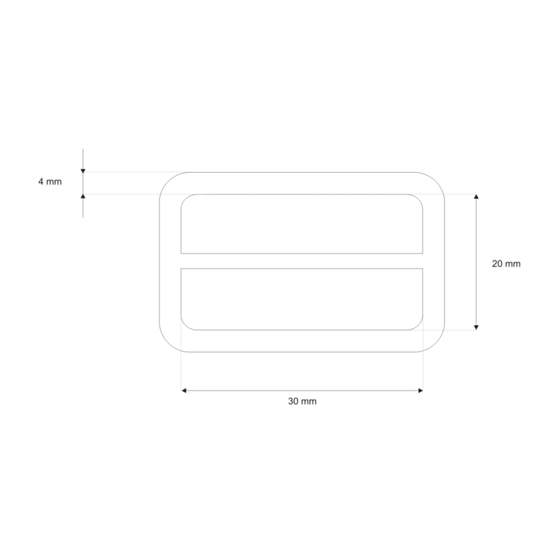 METAL SLIDE BUCKLE 30/20/4 MM GLOSSY NICKEL  CAST 1 PCS