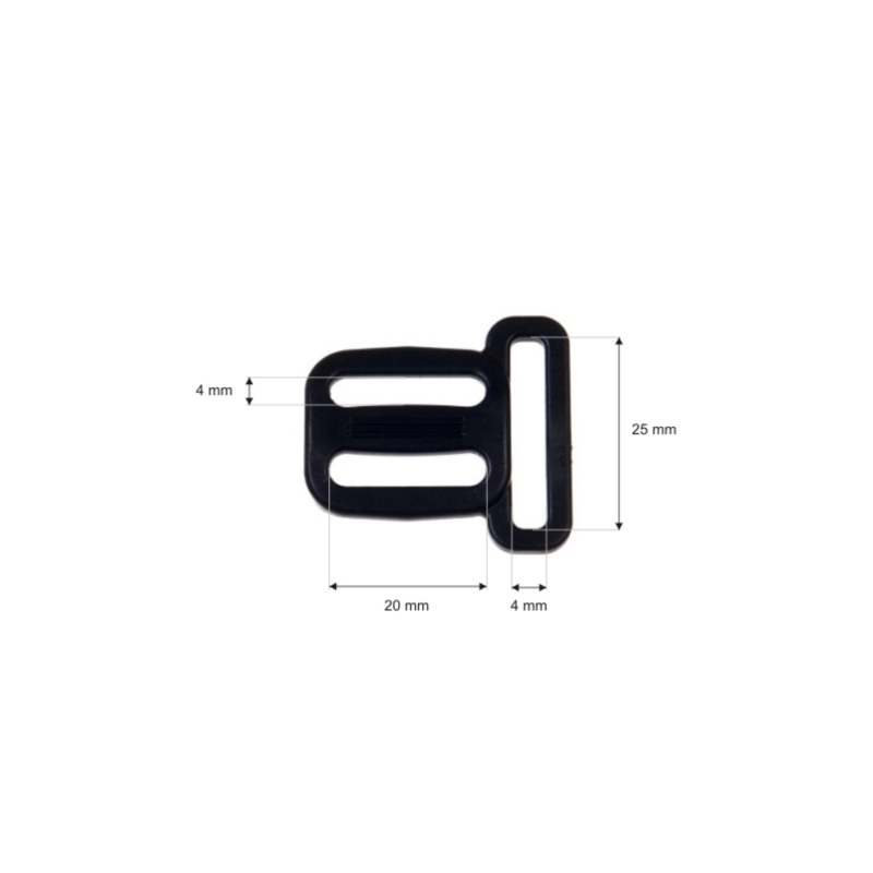 Plastic slide buckle 20/25 mm ernest black (0324-8800) 100 pcs