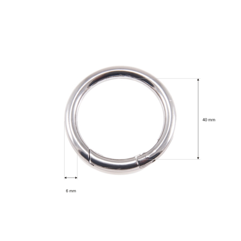 METAL RING   40/6 MM   CARABINER NICKEL WIRE 1 PCS