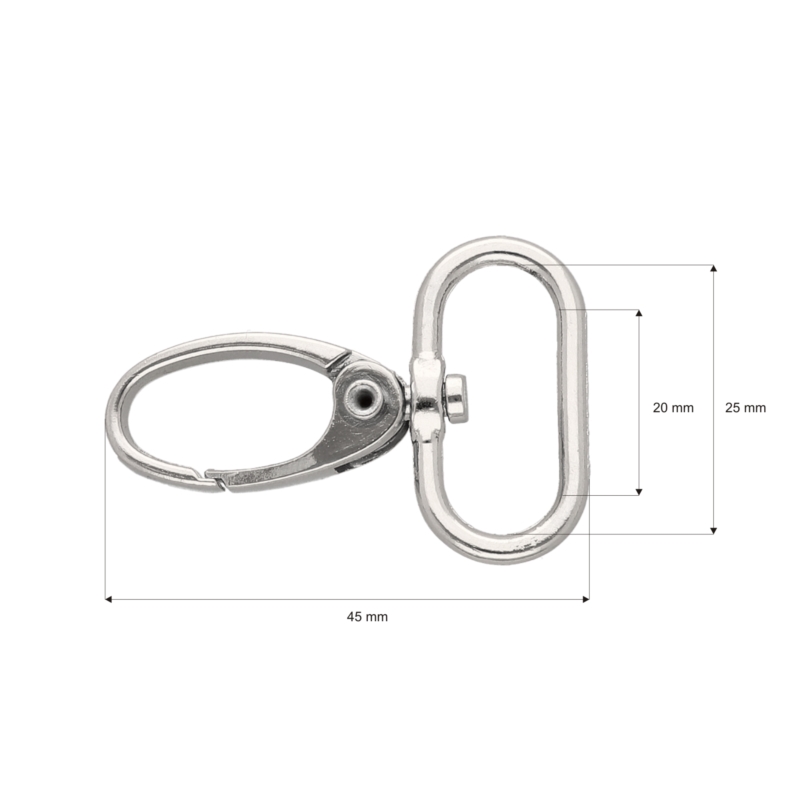 METAL SNAP HOOK RF-850   25 MM NICKEL 100  PCS