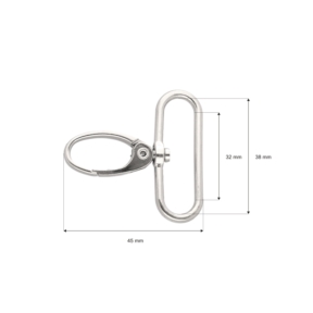 Karabińczyk metalowy 38/45l mm rf-850 krab nikiel