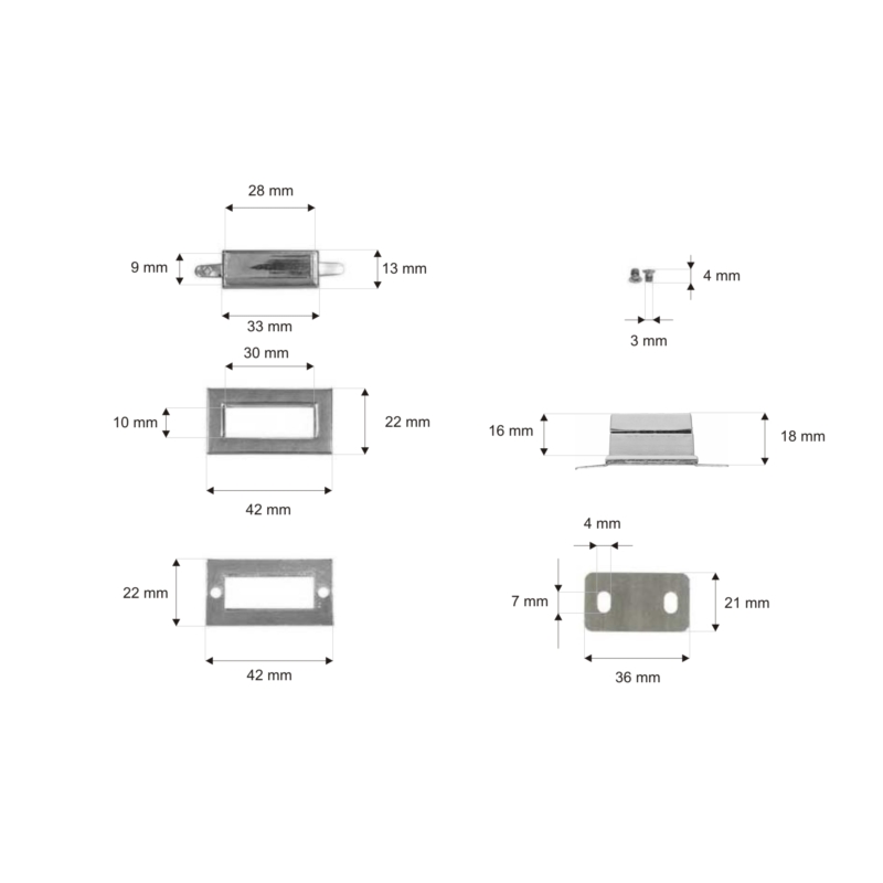 Briefcase lock 42/22 mm jadwiga nickel 10 pcs