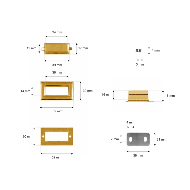 Briefcase lock 52/30 mm jadwiga gold 1 pcs