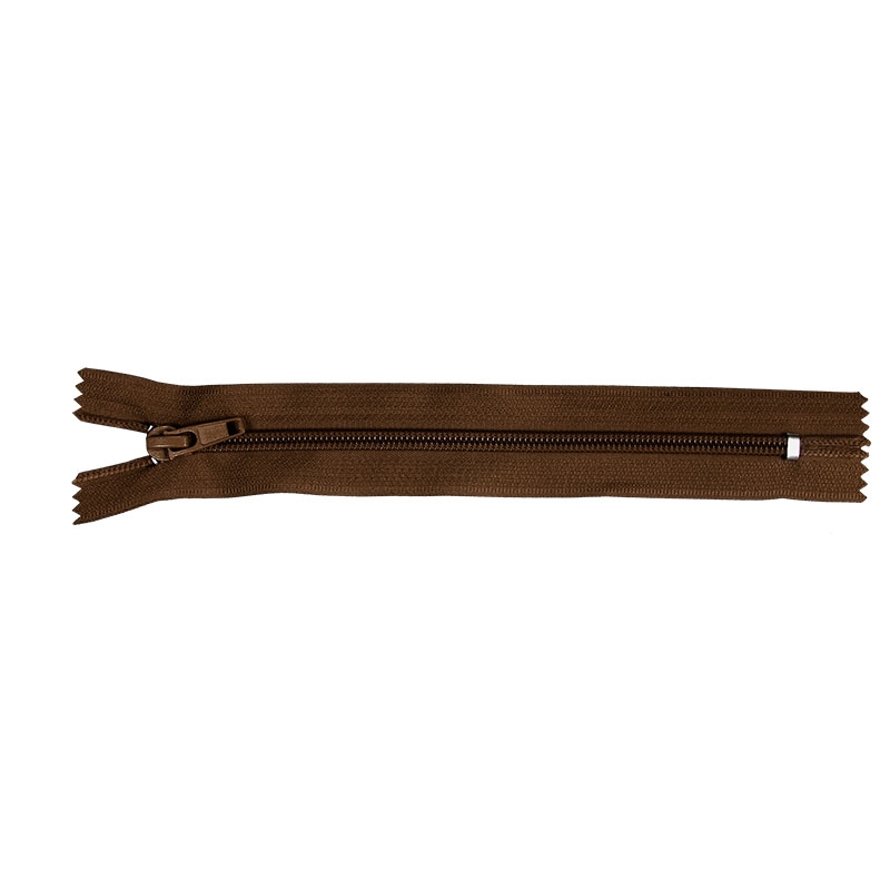 NYLON READY ZIPPER 5 AUTO LOCK CLOSE END 16 CM (568) BROWN