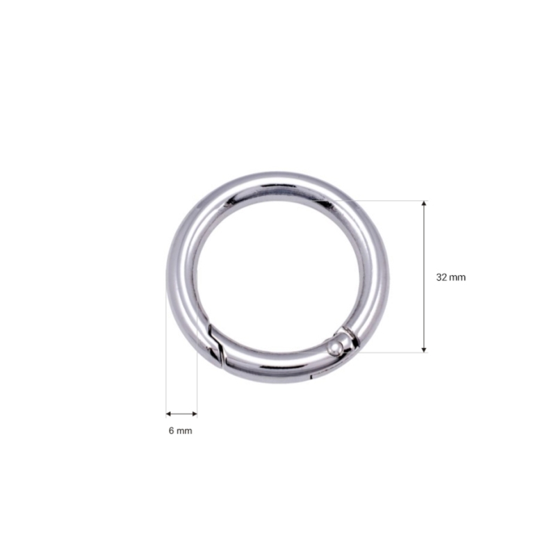 METAL RING   32/6 MM   CARABINER NICKEL WIRE 1 PCS