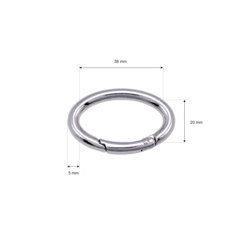 METAL RING (OVAL) 38/20/5 MM CARABINER NICKEL    WIRE 1 PCS