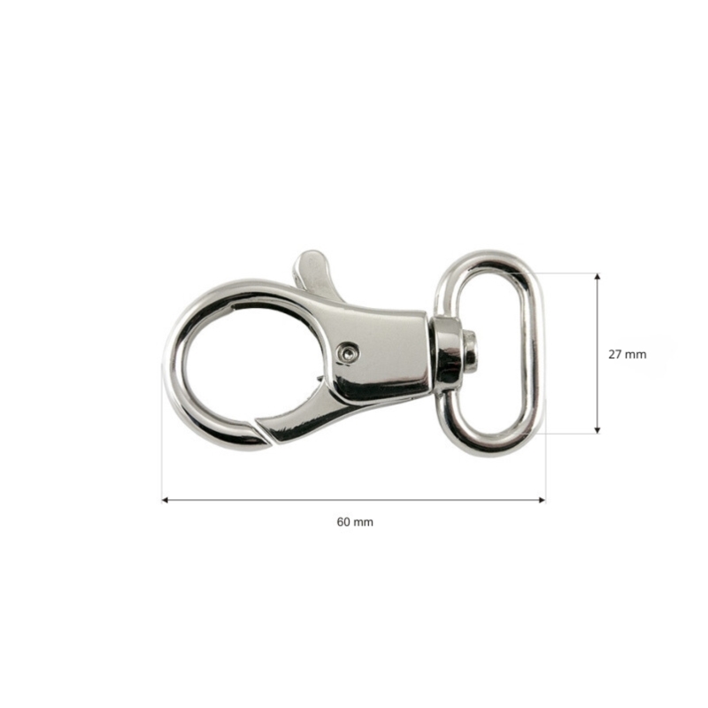 EXTRA SHINING METAL  SNAP  HOOK CTG 27 MM GLOSSY NICKEL 1 PCS