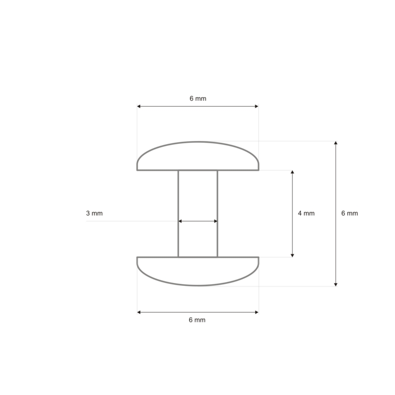 METAL  RIVET LUX TWO-SIDED 6/3/6 MM NICKEL 1000  PCS