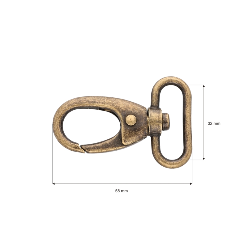 METAL SNAP HOOK 32 MM DIEGO OLD GOLD 1     PCS