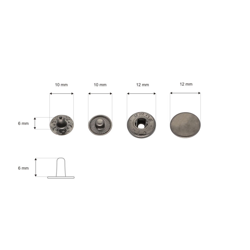 Napa metalowa alfa 12,5 mm czarny nikiel 720 szt.