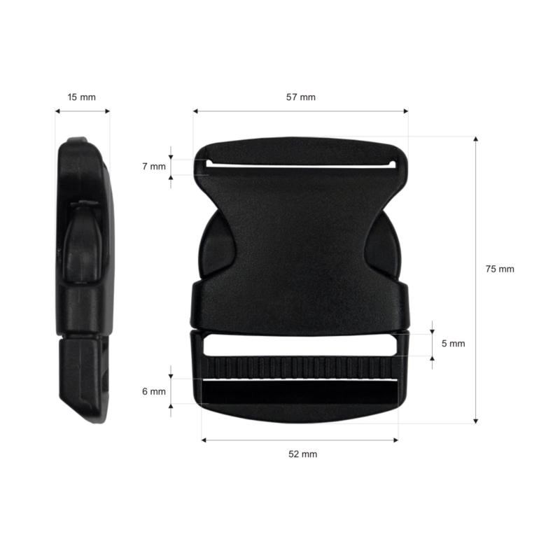 Plastic buckle 50 mm michalina black 100  pcs