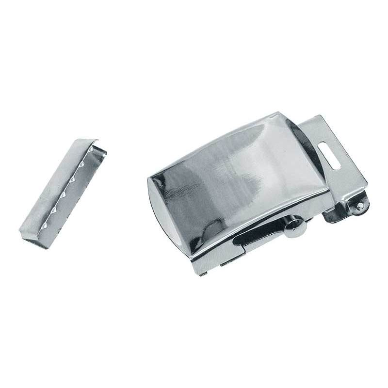 Metal clamp belt buckle 40 mm bona nickel 1 pcs