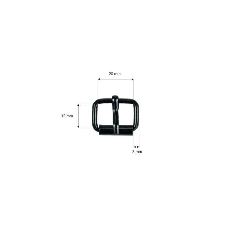 Klamra rymarska jednozaczepowa 20/12/3 mm czarny mat drut